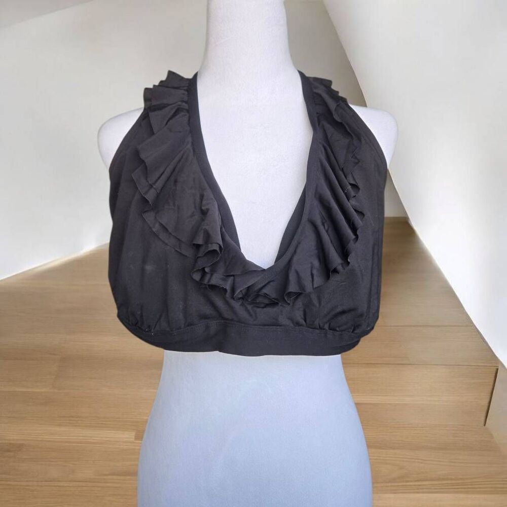 Kenneth Cole Reaction Women's PLUS Size 2X Black Ruffle Bikini Top